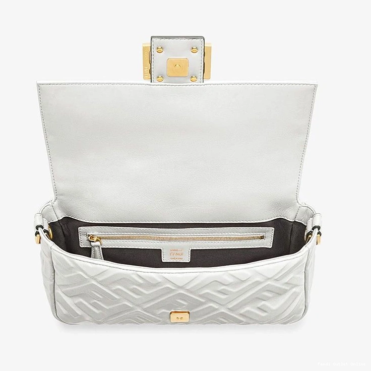 Affordable Fendi Bag White Nappa Motif Medium Baguette In Leather FF 0716
